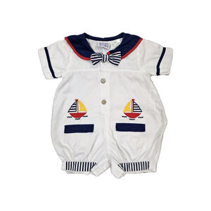 Vintage Small Steps Sailor Outfit 12 Months Nautical Sailboat Bow Tie One Piece